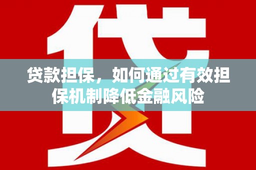 文县贷款担保，如何通过有效担保机制降低金融风险
