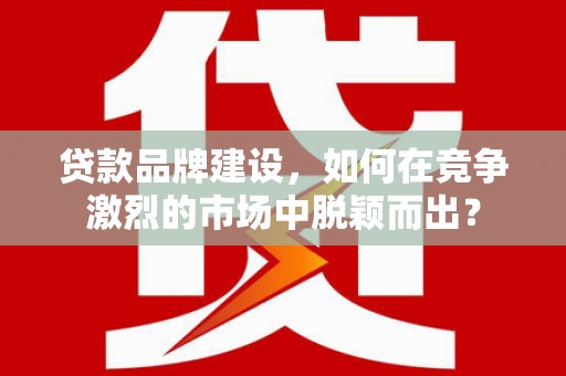 文县贷款品牌建设，如何在竞争激烈的市场中脱颖而出？